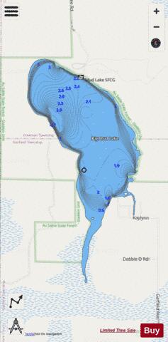 Big Mud Lake depth contour Map - i-Boating App - Streets