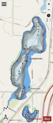 Big Bradford Lake depth contour Map - i-Boating App - Streets