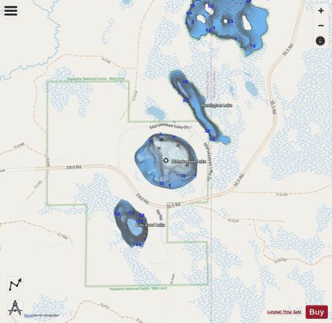 Mahskeekee Lake depth contour Map - i-Boating App - Streets