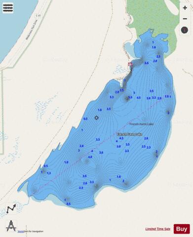 French Farm Lake depth contour Map - i-Boating App - Streets