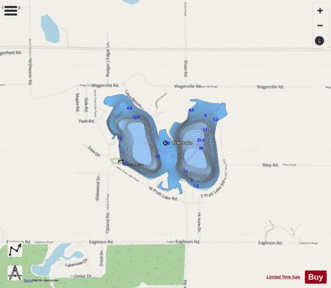 Pratt Lake depth contour Map - i-Boating App - Streets