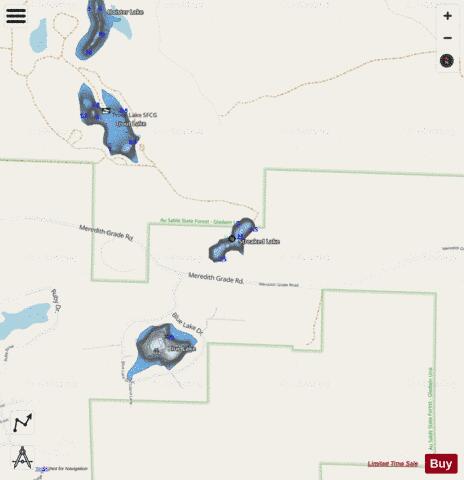 Streaked Lake depth contour Map - i-Boating App - Streets