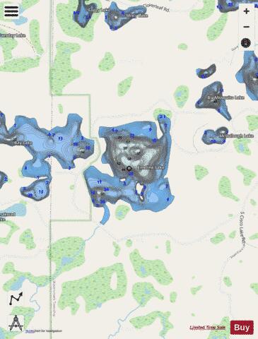 Emeline Lake depth contour Map - i-Boating App - Streets