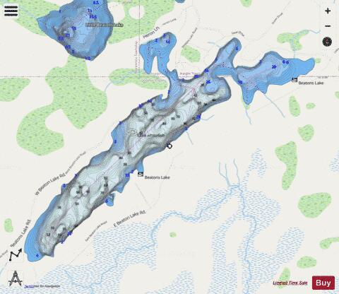Beatons Lake depth contour Map - i-Boating App - Streets
