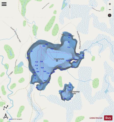 Pomeroy Lake depth contour Map - i-Boating App - Streets