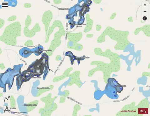 Mastodon Lake depth contour Map - i-Boating App - Streets