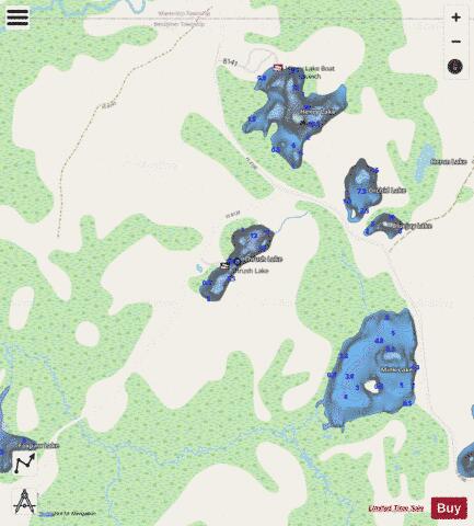 Thrush Lake depth contour Map - i-Boating App - Streets