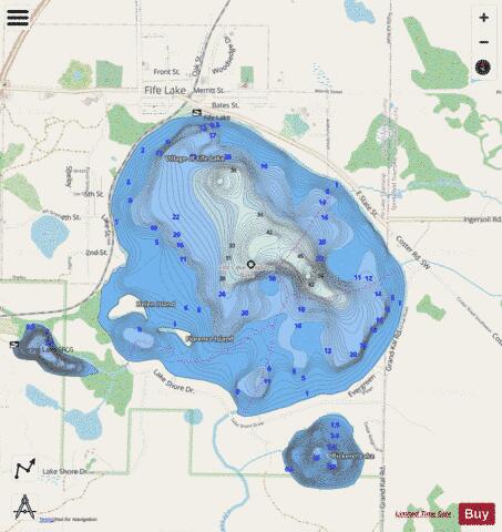 Fife Lake depth contour Map - i-Boating App - Streets