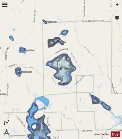 Powell Lake depth contour Map - i-Boating App - Streets