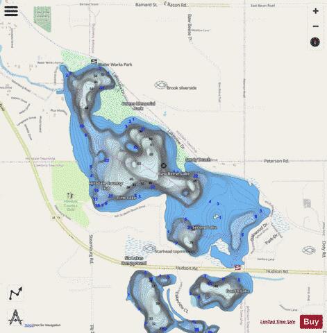 Baw Beese Lake depth contour Map - i-Boating App - Streets