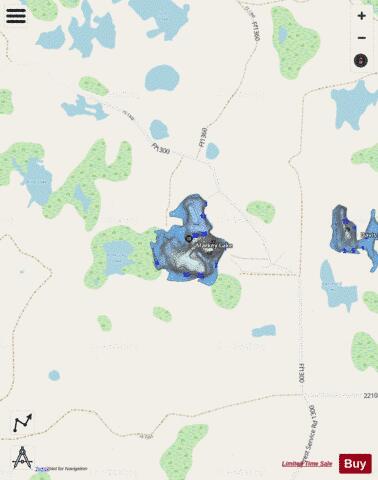 Markey Lake depth contour Map - i-Boating App - Streets