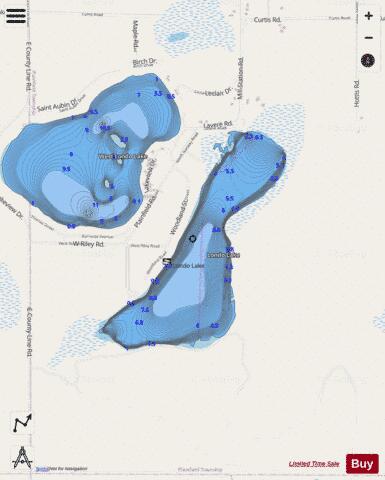 Londo Lake depth contour Map - i-Boating App - Streets