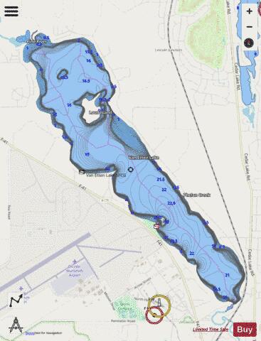 Van Etten Lake depth contour Map - i-Boating App - Streets