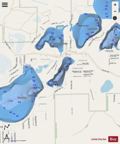 Floyd Lake depth contour Map - i-Boating App - Streets