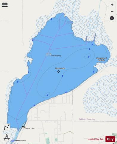 Tawas Lake depth contour Map - i-Boating App - Streets