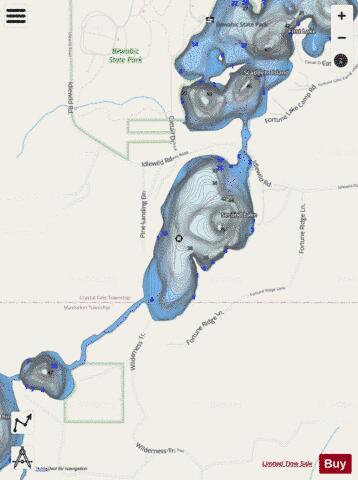 Second Fortune Lake depth contour Map - i-Boating App - Streets