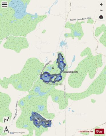 Chamberlain Lake depth contour Map - i-Boating App - Streets