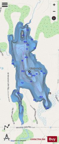 Winslow Lake depth contour Map - i-Boating App - Streets