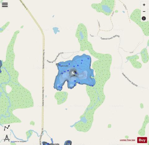 Tepee Lake depth contour Map - i-Boating App - Streets