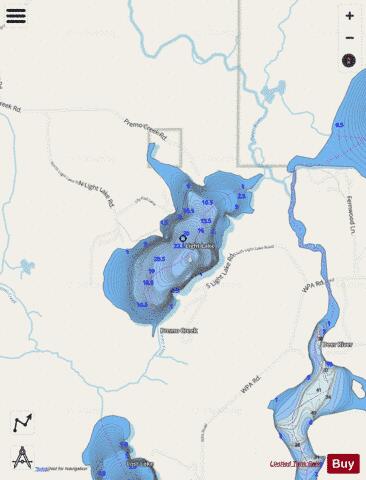 Light Lake depth contour Map - i-Boating App - Streets