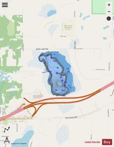 Brill Lake depth contour Map - i-Boating App - Streets