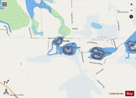 Little Olcott Lake depth contour Map - i-Boating App - Streets