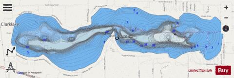 Clark Lake depth contour Map - i-Boating App - Streets