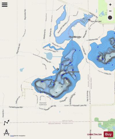 Farewell Lake depth contour Map - i-Boating App - Streets