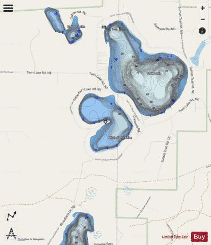 Little Twin Lake depth contour Map - i-Boating App - Streets