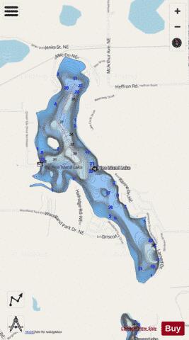 Big Pine Island Lake depth contour Map - i-Boating App - Streets