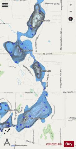 Banks Lake depth contour Map - i-Boating App - Streets