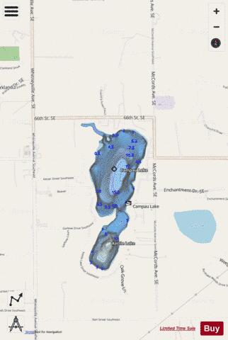 Campau Lake depth contour Map - i-Boating App - Streets