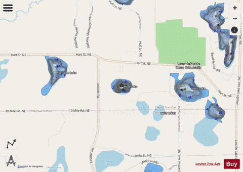 Hull Lake depth contour Map - i-Boating App - Streets