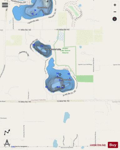 Brower Lake depth contour Map - i-Boating App - Streets