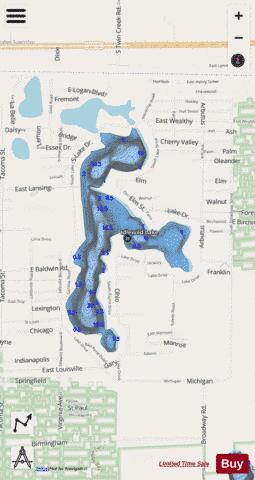 Idlewild Lake depth contour Map - i-Boating App - Streets
