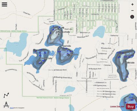 Rainbow Lake depth contour Map - i-Boating App - Streets