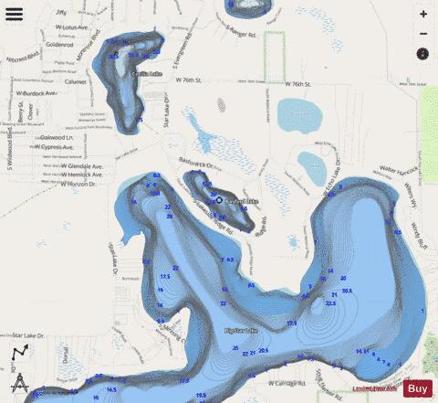Basford Lake depth contour Map - i-Boating App - Streets