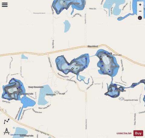 Wolf Lake depth contour Map - i-Boating App - Streets