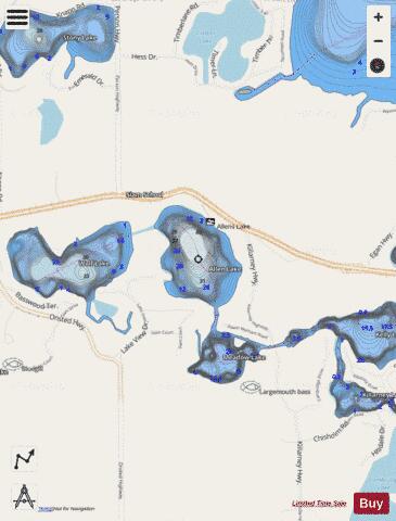 Allen Lake depth contour Map - i-Boating App - Streets