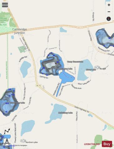 Washington Lake depth contour Map - i-Boating App - Streets