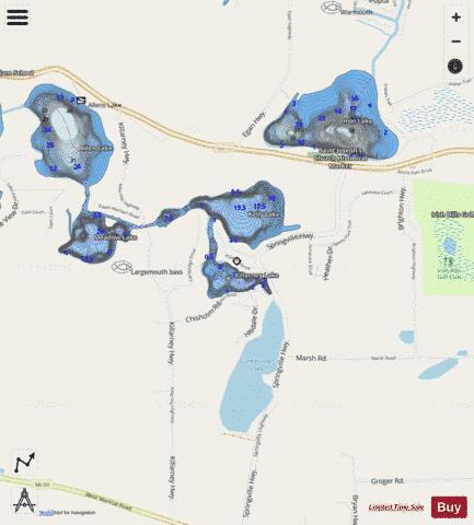 Killarney Lake depth contour Map - i-Boating App - Streets
