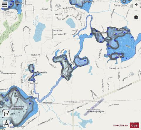 Whitewood Lakes depth contour Map - i-Boating App - Streets