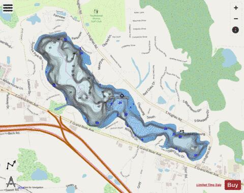 Chemung, Lake depth contour Map - i-Boating App - Streets