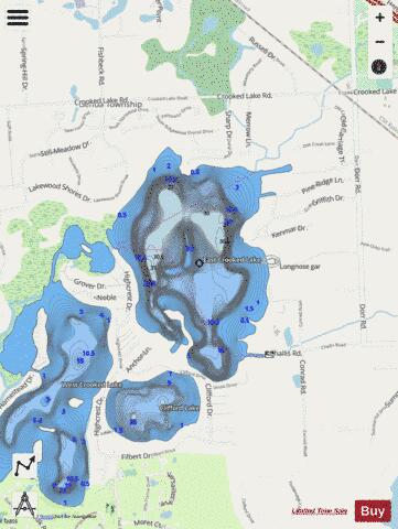 East Crooked Lake depth contour Map - i-Boating App - Streets