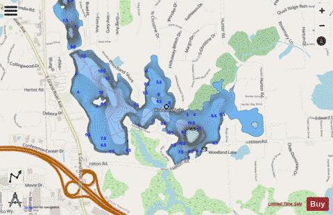 Woodland Lake depth contour Map - i-Boating App - Streets