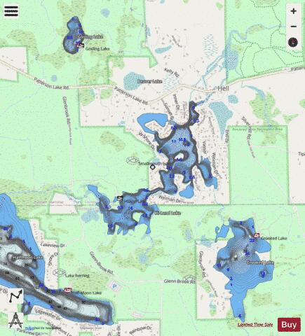 Hi-Land Lake depth contour Map - i-Boating App - Streets