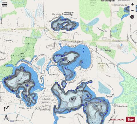Zukey Lake depth contour Map - i-Boating App - Streets
