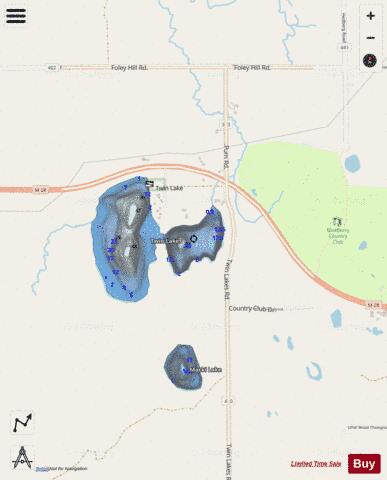 Twin Lake, East depth contour Map - i-Boating App - Streets