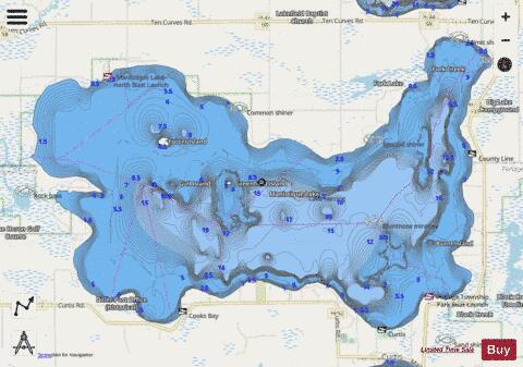 Manistique Lake depth contour Map - i-Boating App - Streets