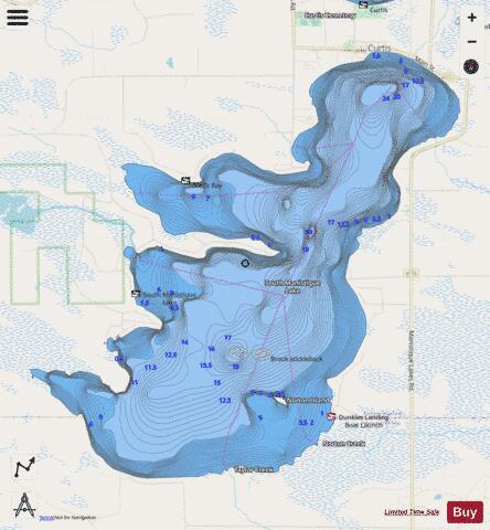 South Manistique Lake depth contour Map - i-Boating App - Streets